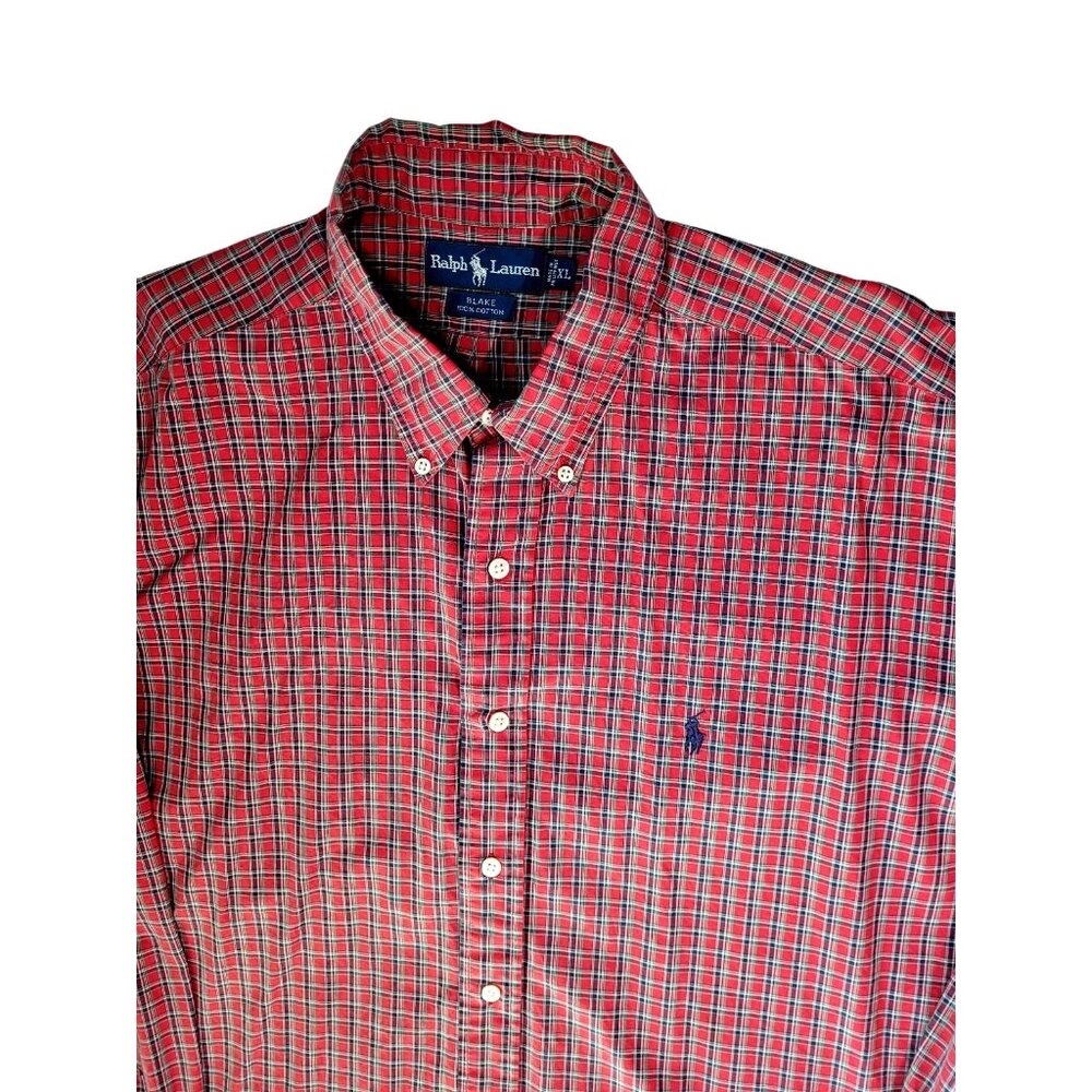 Ralph Lauren Blake Men's XL Red Blue Green Plaid Long Sleeve Button Down Shirt